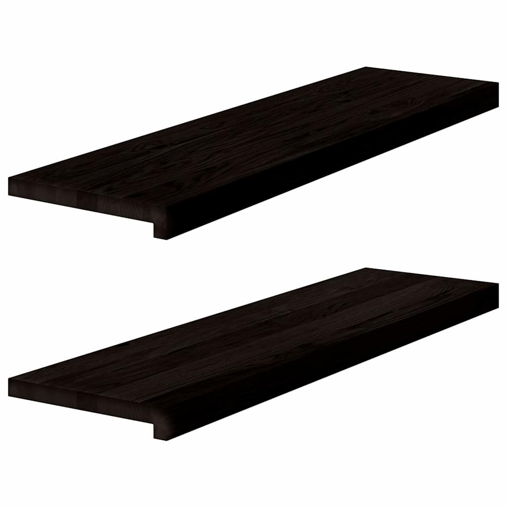 Trappetrinn 2 stk mørkebrun 90x30x2 cm heltre eik vidaXL