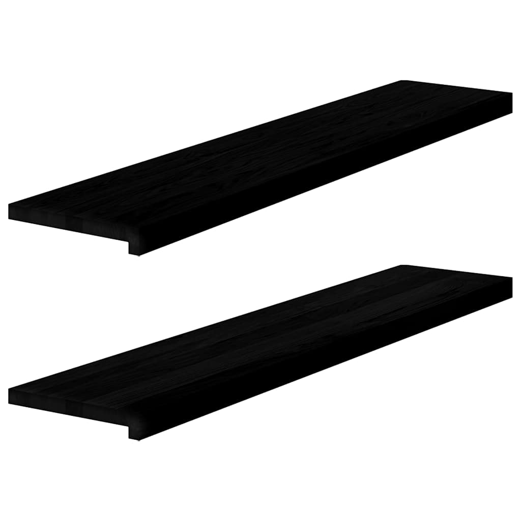 Trappetrinn 2 stk brunsvart 120x30x2 cm heltre eik