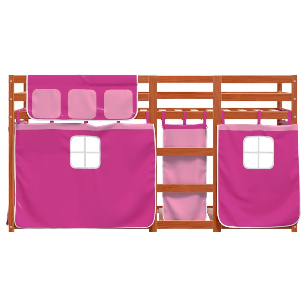 Køyeseng med gardiner rose 90x200 cm heltre furu