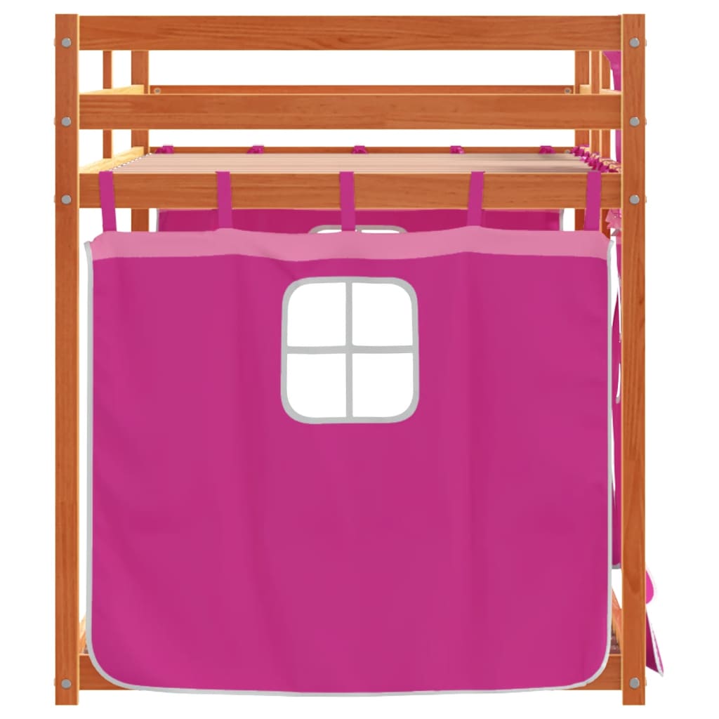 Køyeseng med gardiner rose 90x200 cm heltre furu