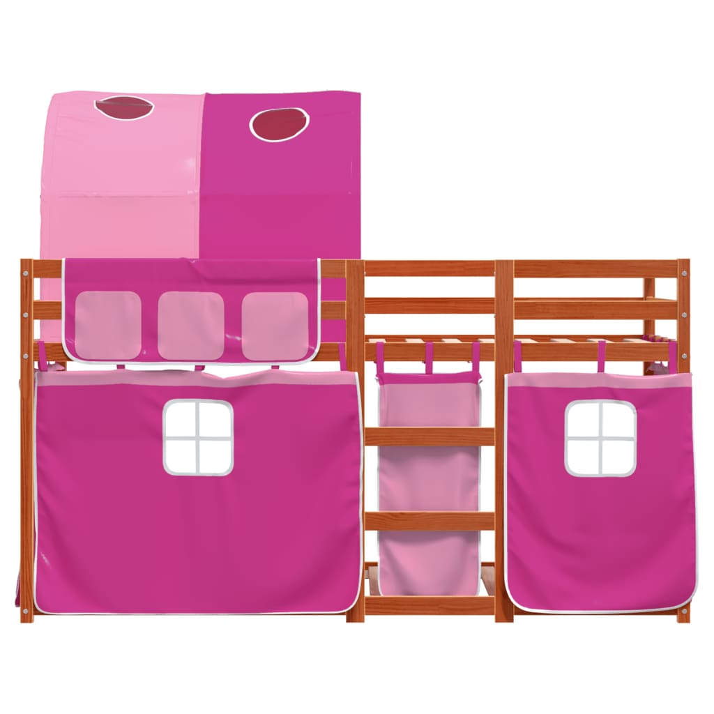Køyeseng med gardiner rose 80x200 cm heltre furu