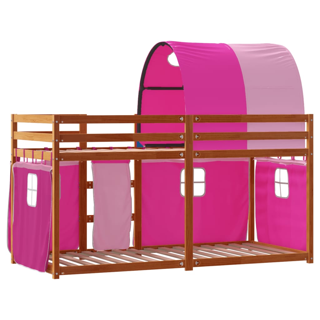 Køyeseng med gardiner rose 80x200 cm heltre furu