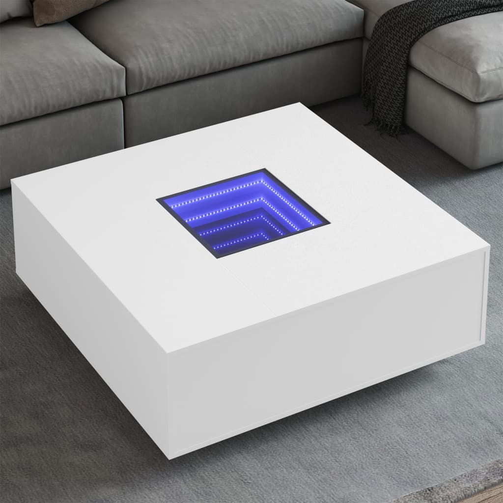 Salongbord med Infinity LED hvit 100x100x40 cm