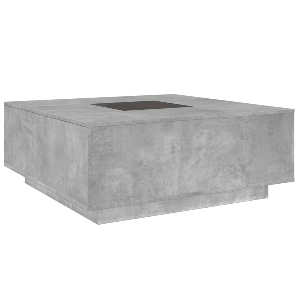 Salongbord med Infinity LED betonggrå 100x100x40 cm