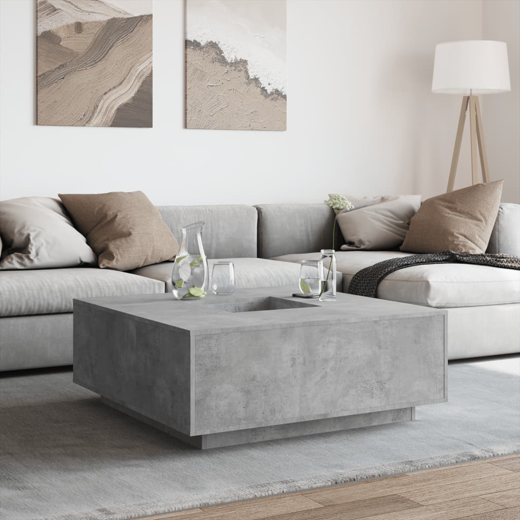 Salongbord betonggrå 100x100x40 cm konstruert tre