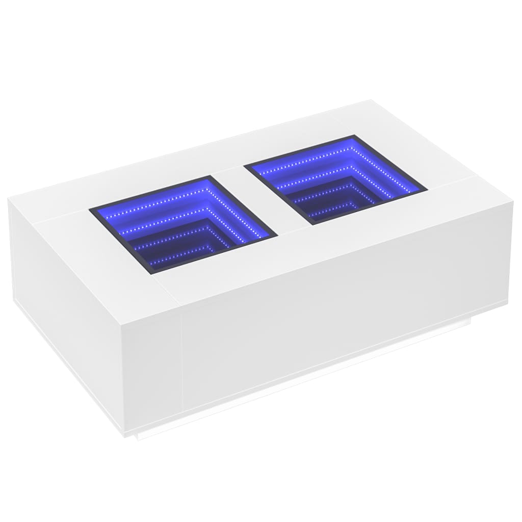 Salongbord med Infinity LED hvit 116x69x40 cm