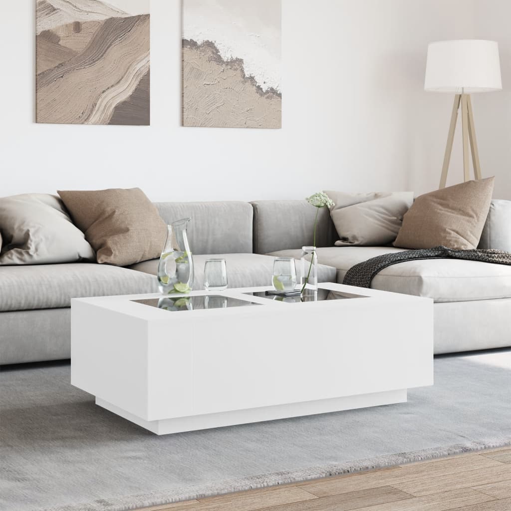 Salongbord med Infinity LED hvit 116x69x40 cm