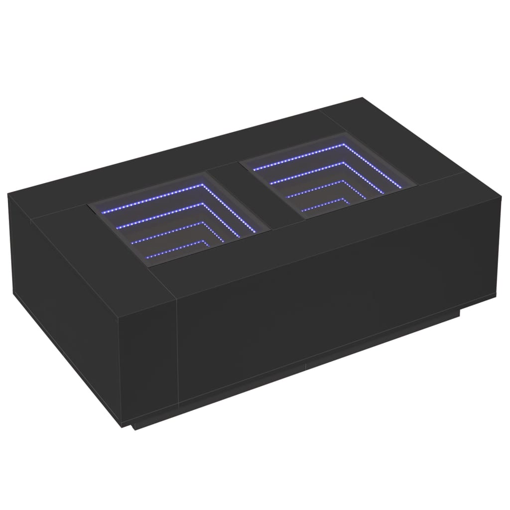 Salongbord med Infinity LED svart 116x69x40 cm