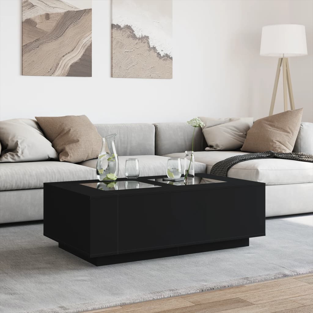 Salongbord med Infinity LED svart 116x69x40 cm