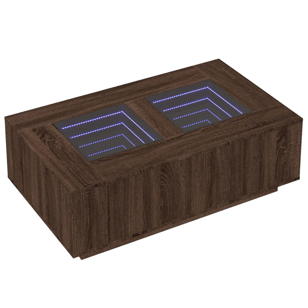 Salongbord med Infinity LED brun eik 116x69x40 cm