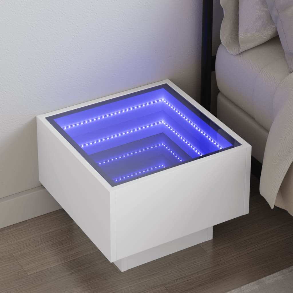 Salongbord med Infinity LED hvit 40x40x30 cm