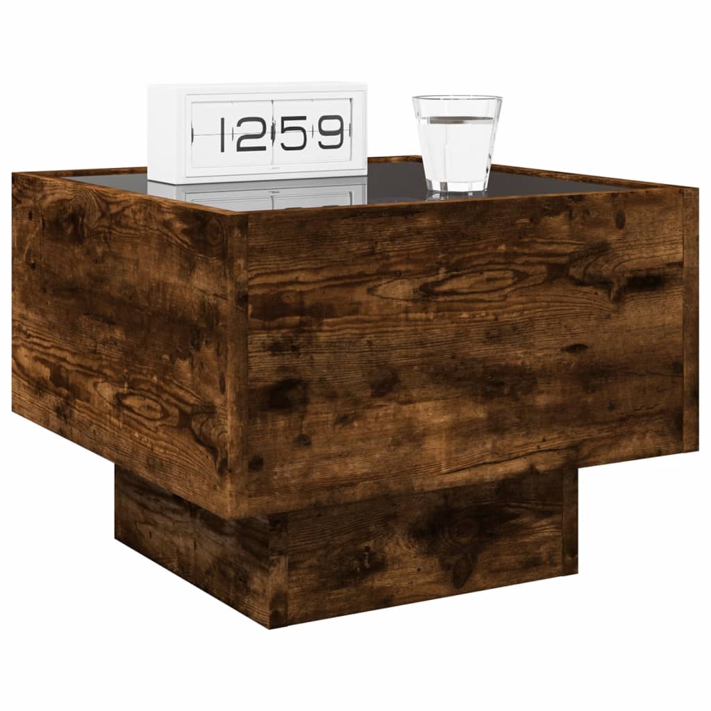 Salongbord med Infinity LED røkt eik 40x40x30 cm