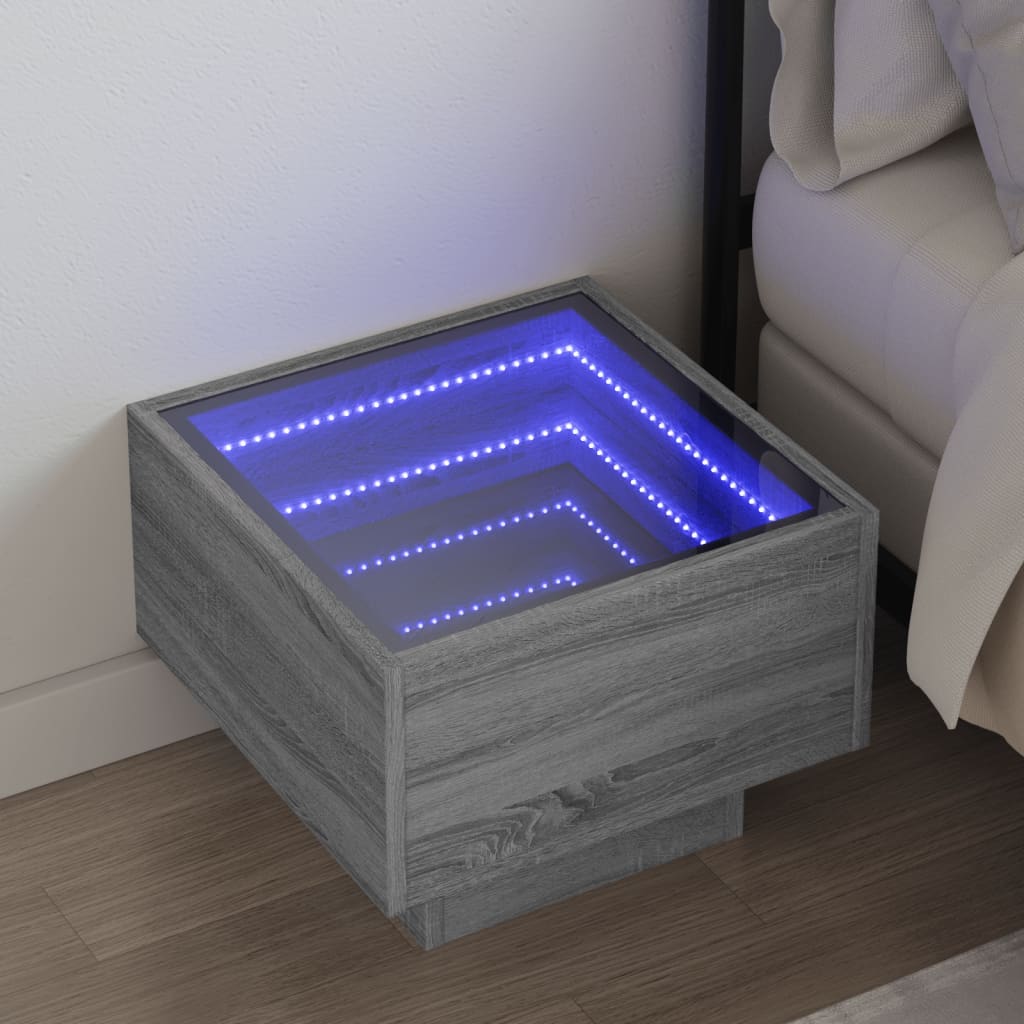 Salongbord med Infinity LED grå sonoma 40x40x30 cm