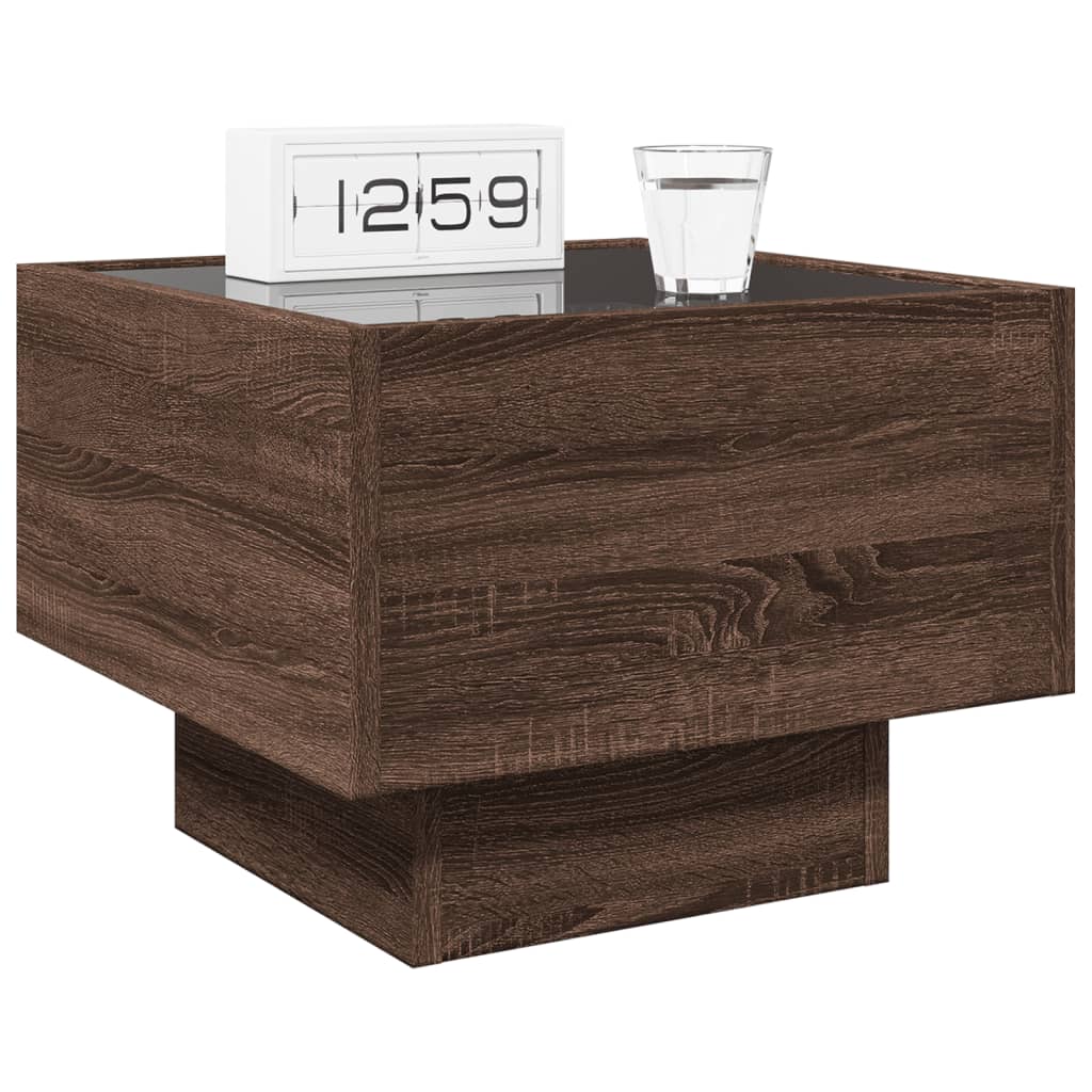 Salongbord med Infinity LED brun 40x40x30 cm