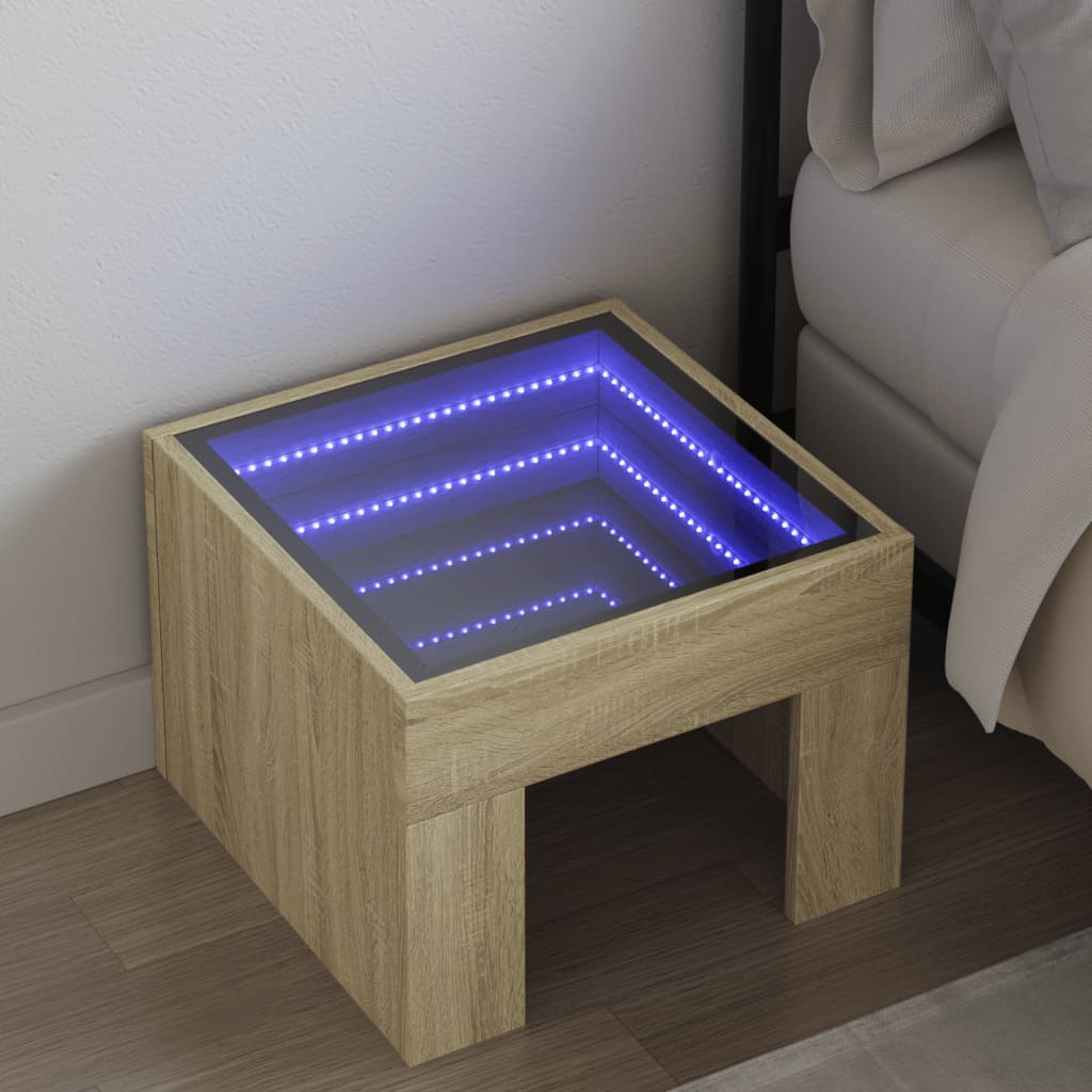 Salongbord med Infinity LED sonoma eik 40x40x30 cm