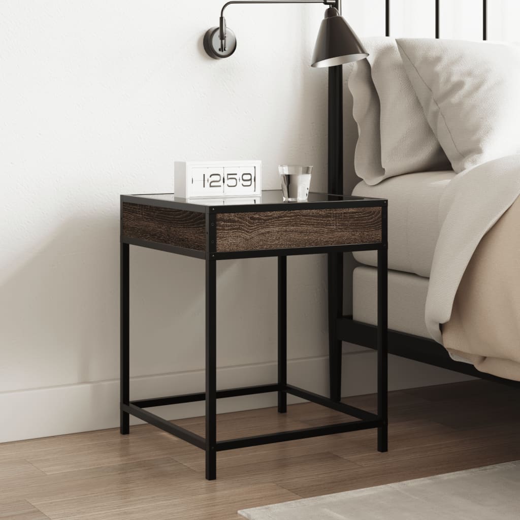 Salongbord med Infinity LED brun eik 40x40x51 cm