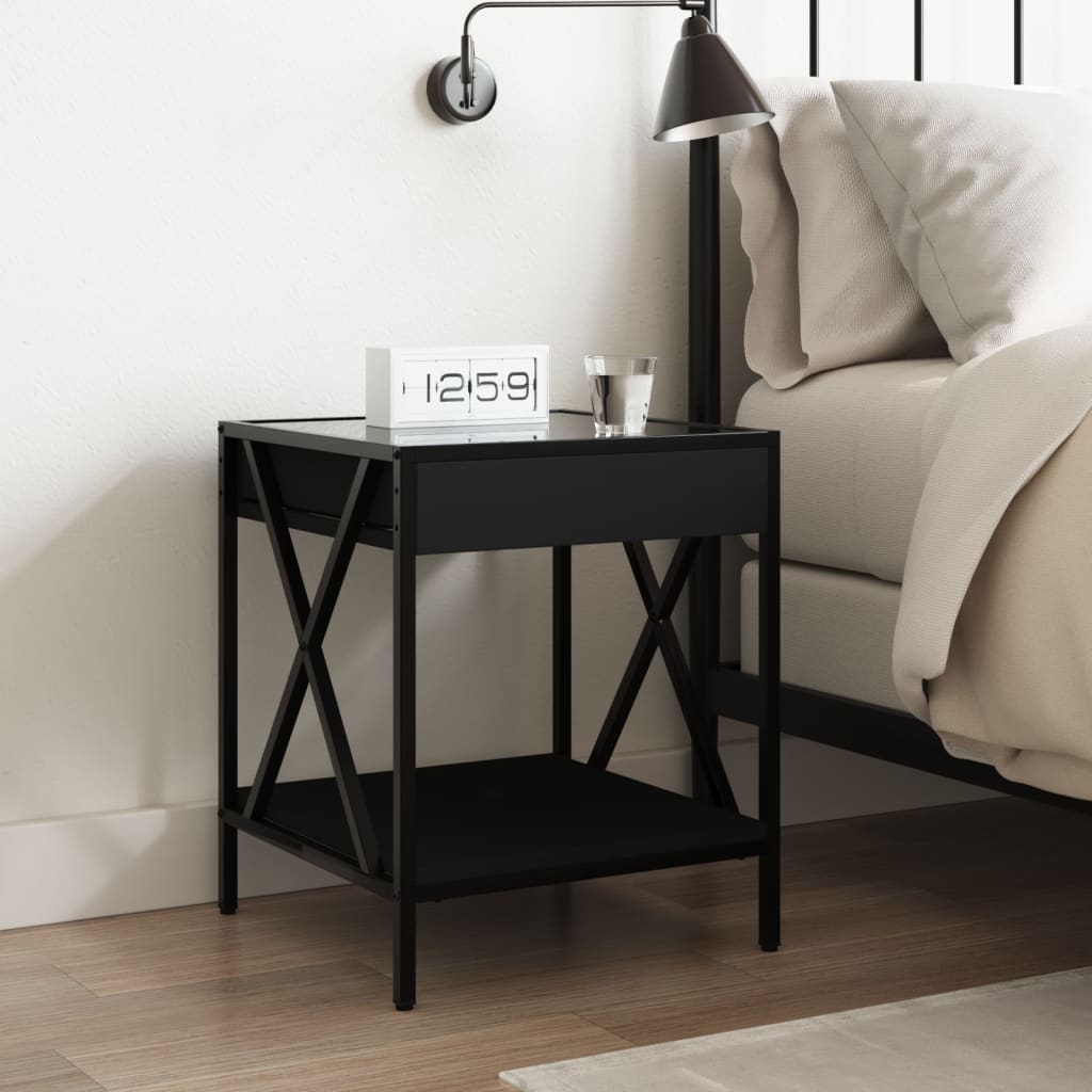Salongbord med Infinity LED svart 40x40x49 cm