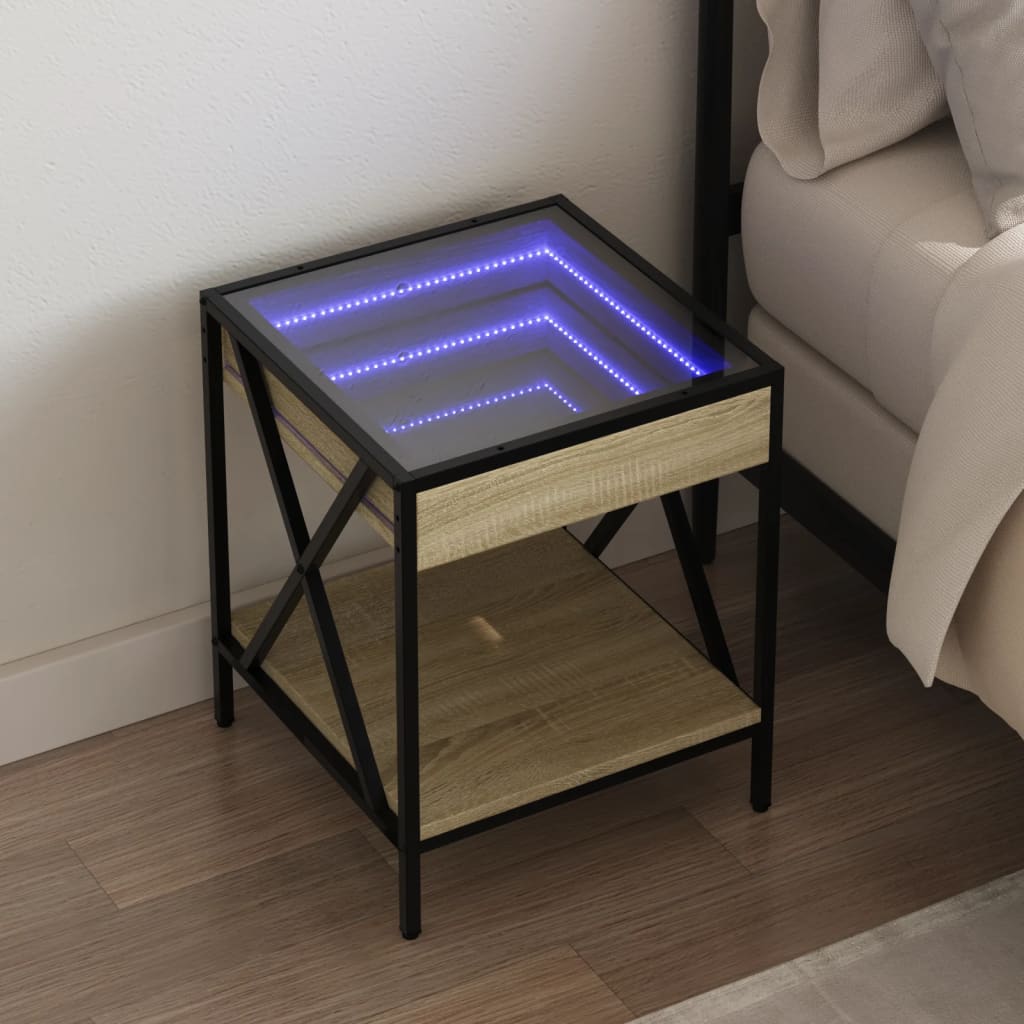 Salongbord med Infinity LED sonoma eik 40x40x49 cm