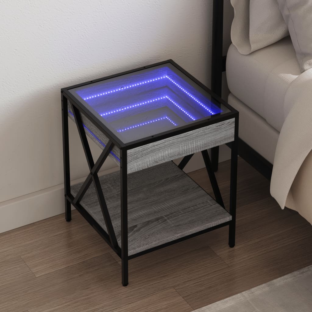 Salongbord med Infinity LED grå sonoma 40x40x49 cm