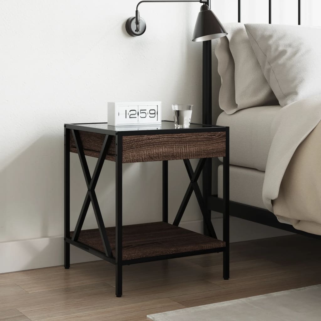 Salongbord med Infinity LED brun eik 40x40x49 cm
