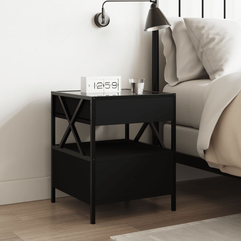 Salongbord med Infinity LED svart 40x40x51 cm