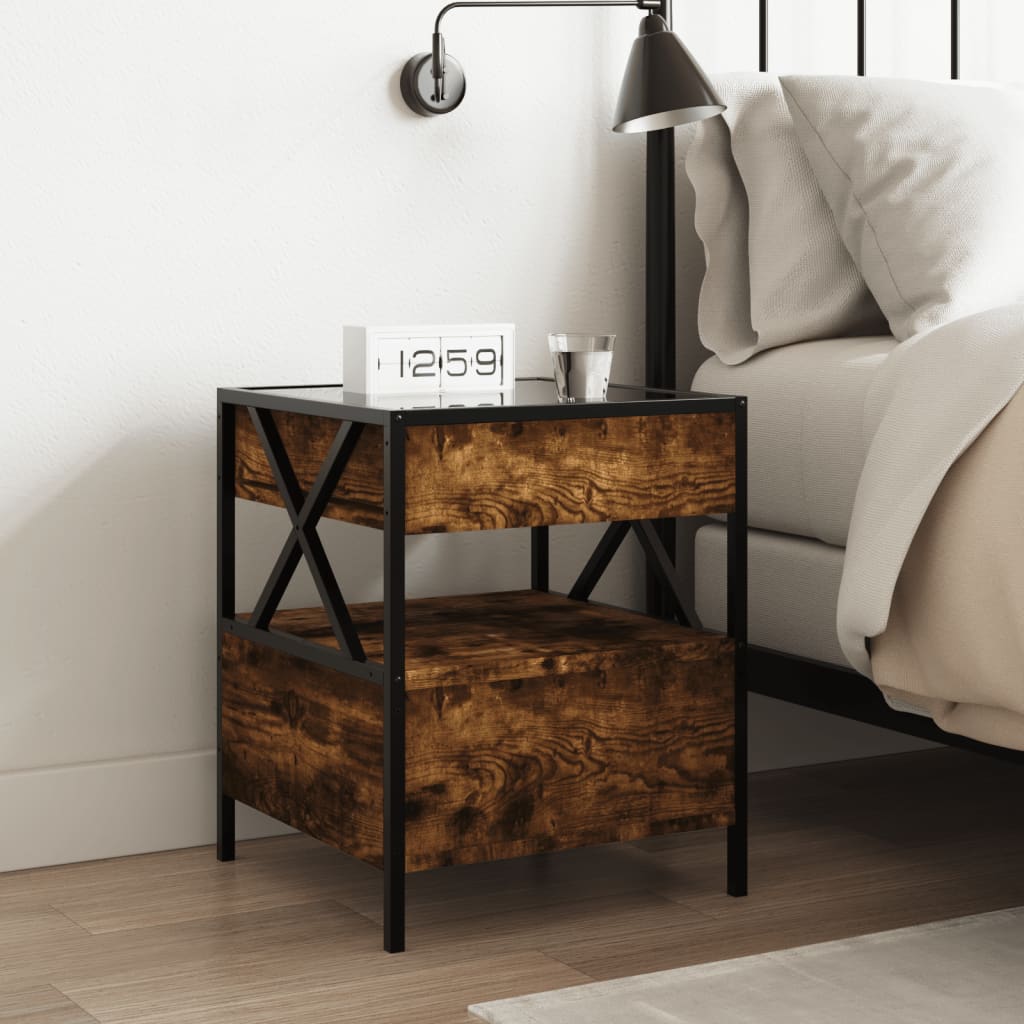Salongbord med Infinity LED røkt eik 40x40x51 cm