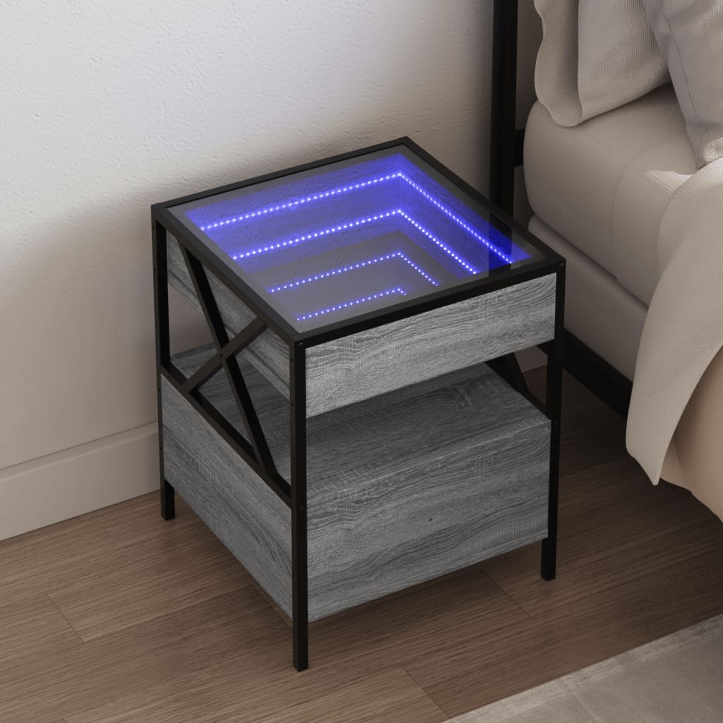 Salongbord med Infinity LED grå sonoma 40x40x51 cm