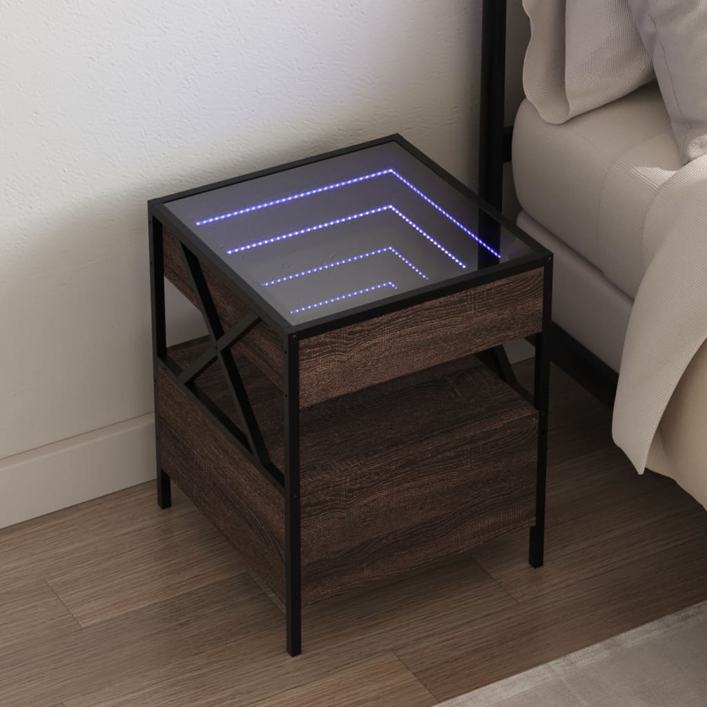 Salongbord med Infinity LED brun eik 40x40x51 cm