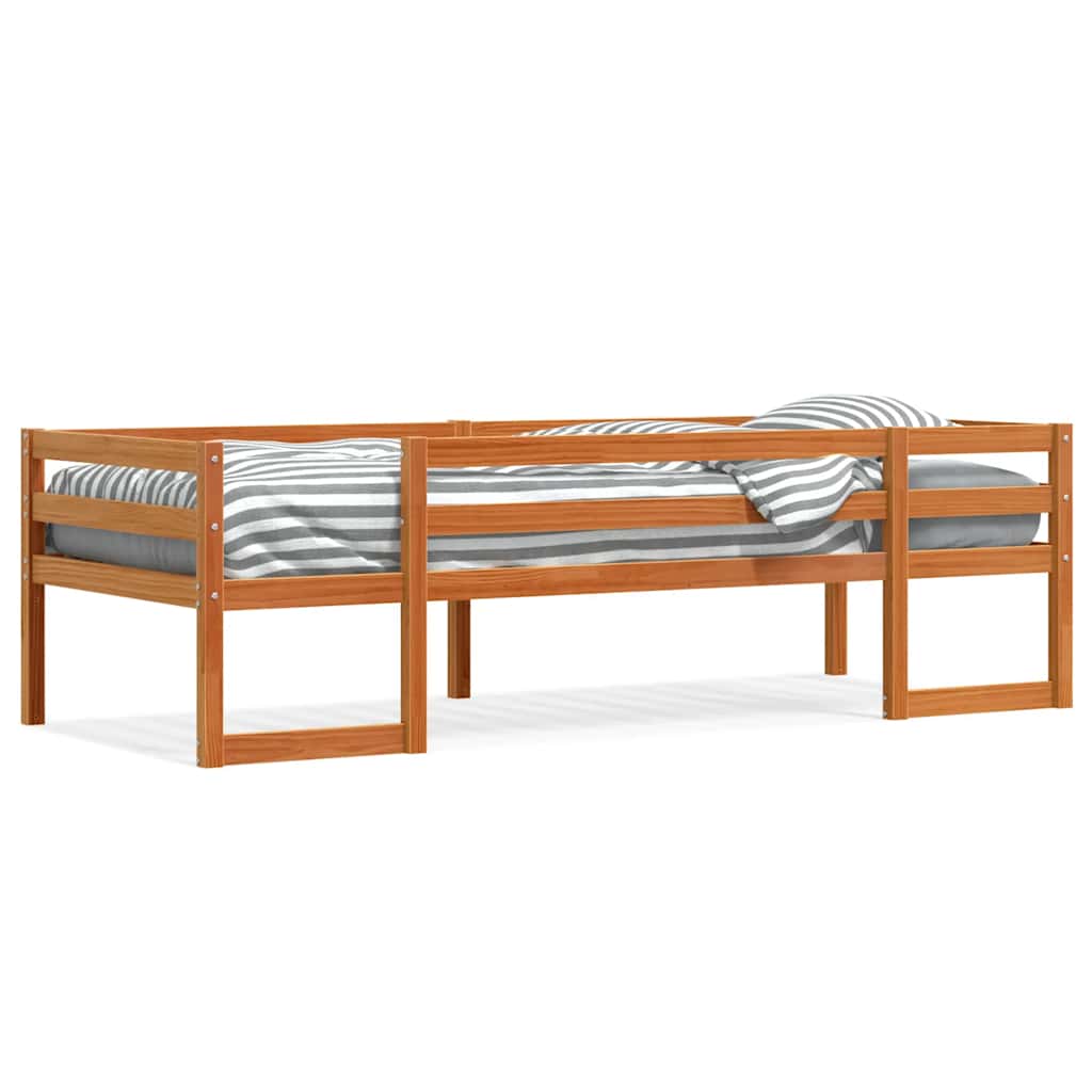 Sengeramme for barn voksbrun 75x190 cm heltre furu
