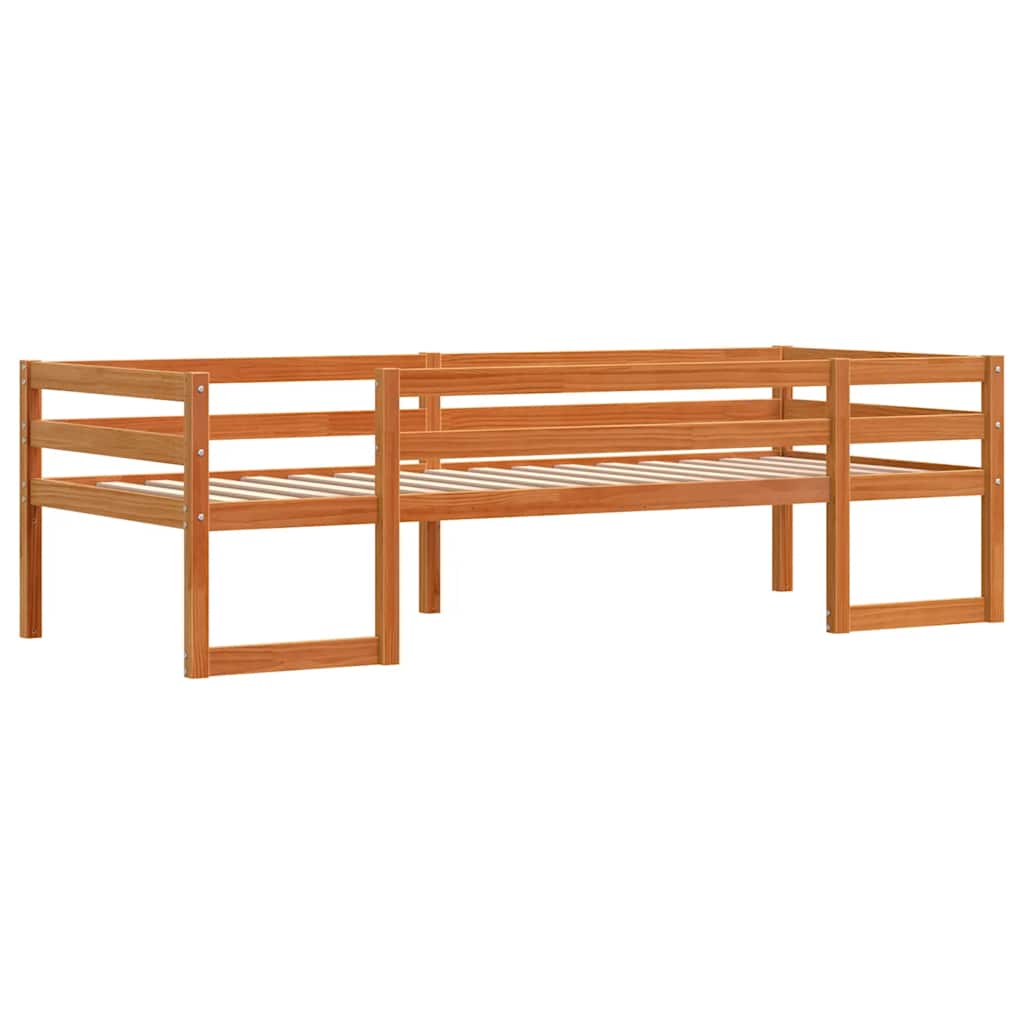 Sengeramme for barn voksbrun 75x190 cm heltre furu