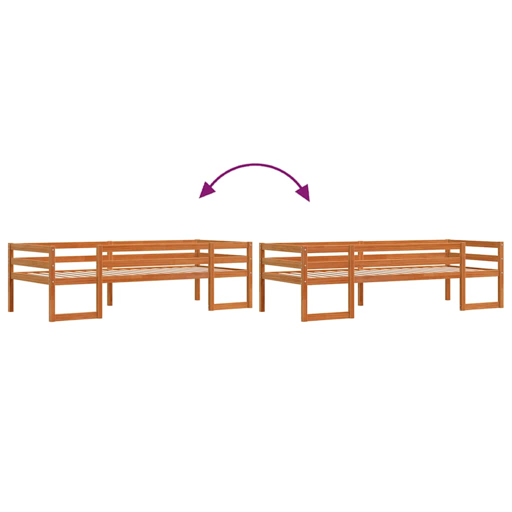Sengeramme for barn voksbrun 75x190 cm heltre furu