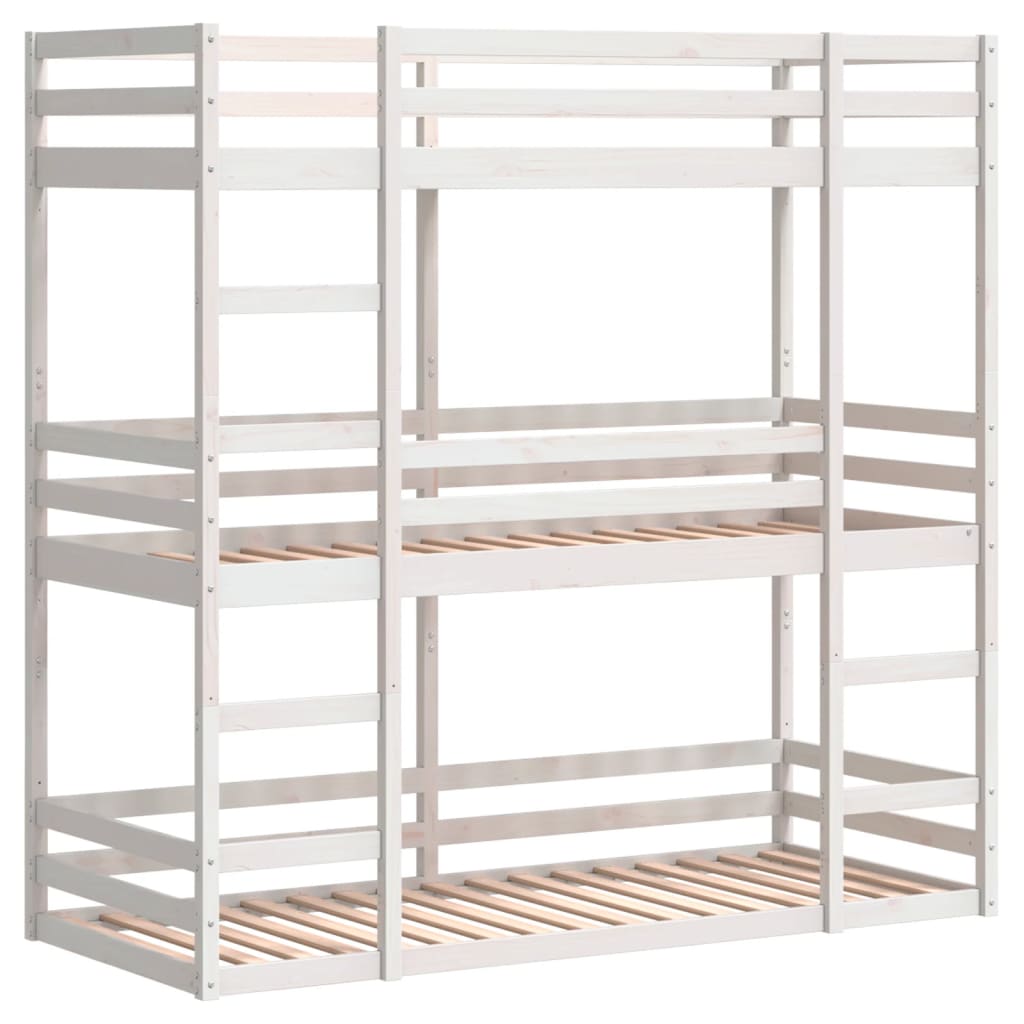 Trippel køyeseng hvit 75x190 cm heltre furu