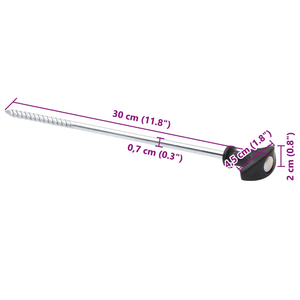 Teltplugger 24 stk 30 cm Ø7 mm galvanisert stål