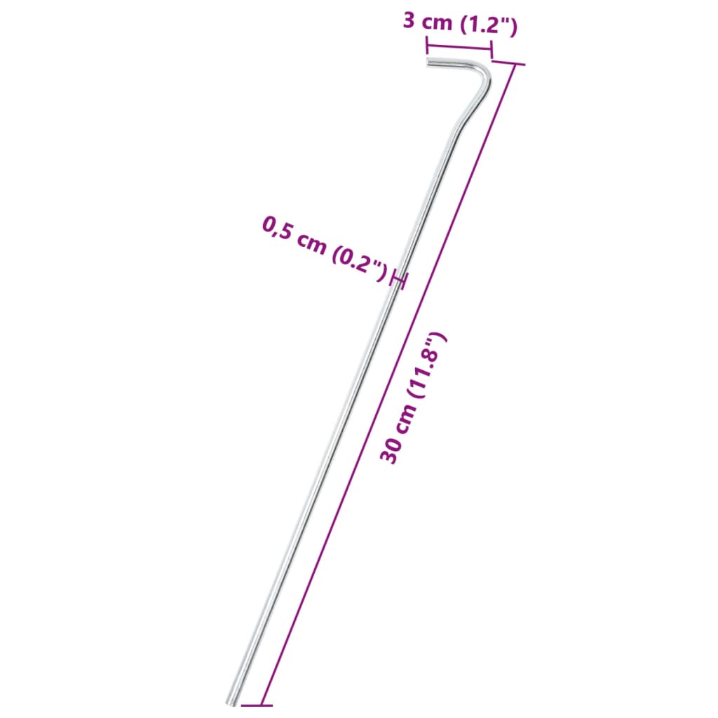 Teltplugger 50 stk 30 cm Ø5 mm galvanisert stål