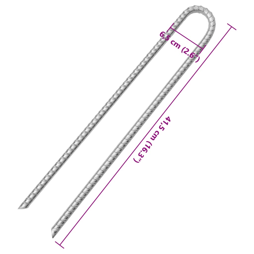 Teltplugger 12 stk U-formet 41,5 cm Ø12 mm galvanisert stål