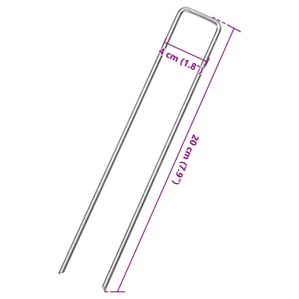 Jordplugger U-formet 25 stk 20x4 cm galvanisert stål
