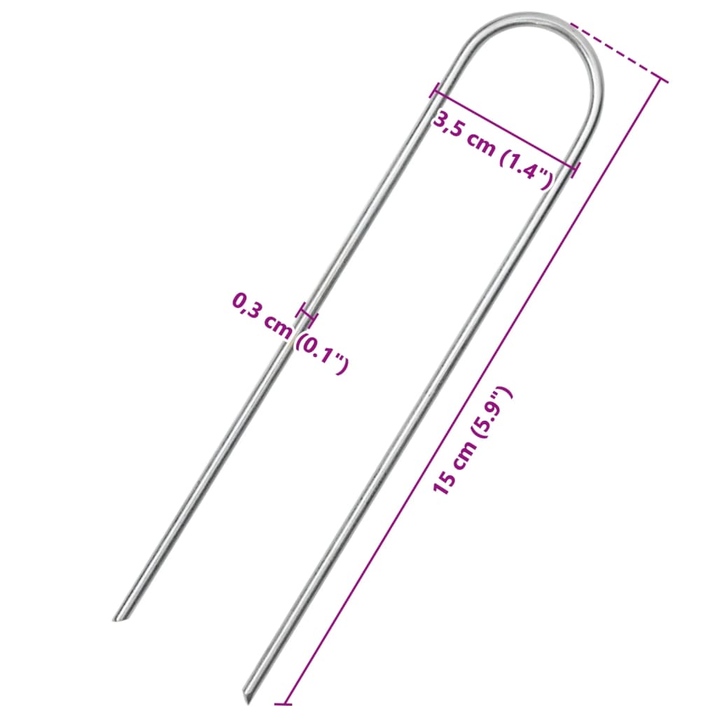 Jordplugger U-formet 25 stk 15x3,5 cm galvanisert stål