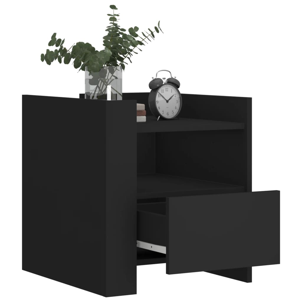 Nattbord svart 45x50x50 cm konstruert tre