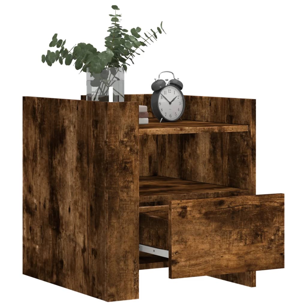 Nattbord røkt eik 45x50x50 cm konstruert tre