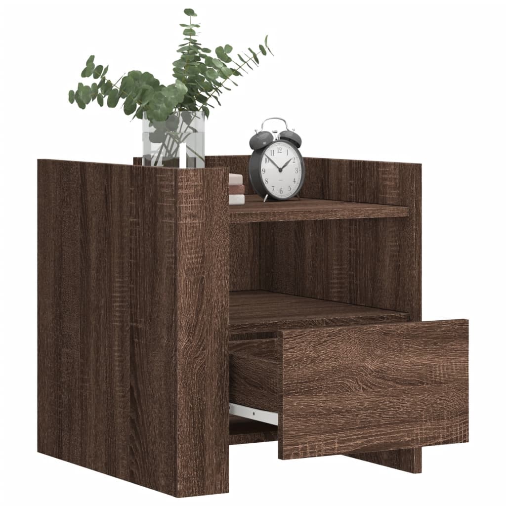 Nattbord brun eik 45x50x50 cm konstruert tre