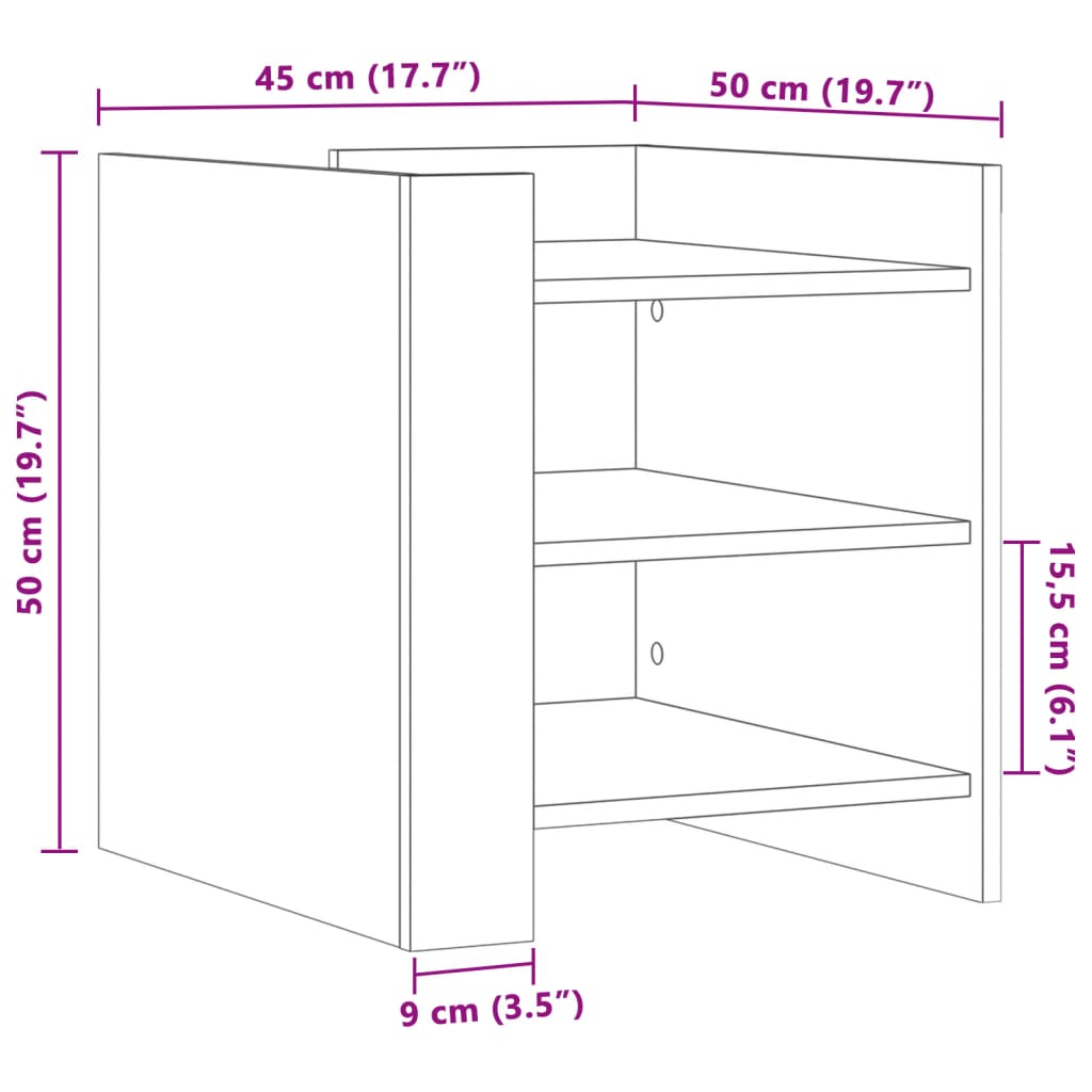 Nattbord sonoma eik 45x50x50 cm konstruert tre