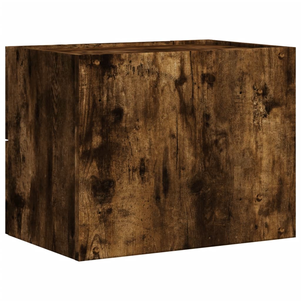 Veggmontert nattbord røkt eik 45x30x35 cm