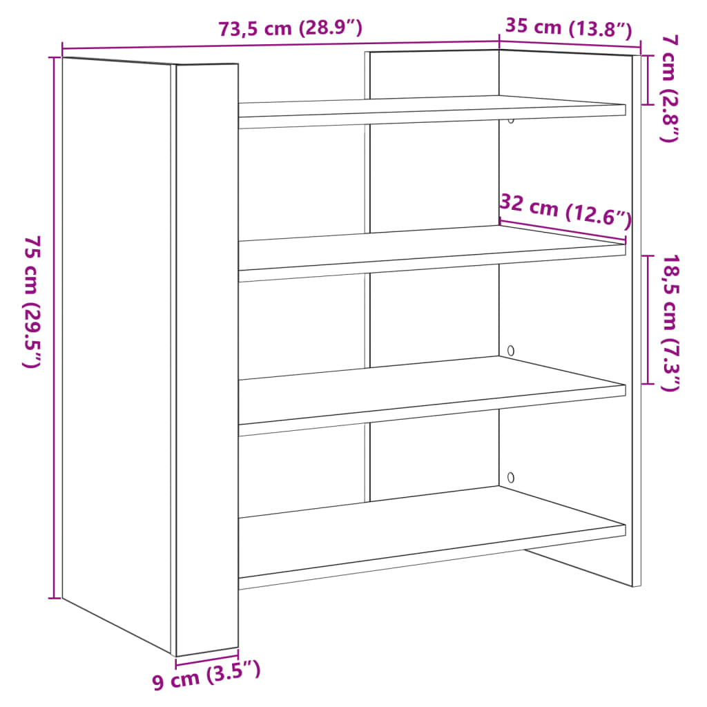 Skjenk betonggrå 73,5x35x75 cm konstruert tre