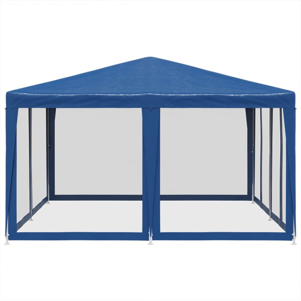 Festtelt med 8 sidevegger av netting blå 4x4 m HDPE