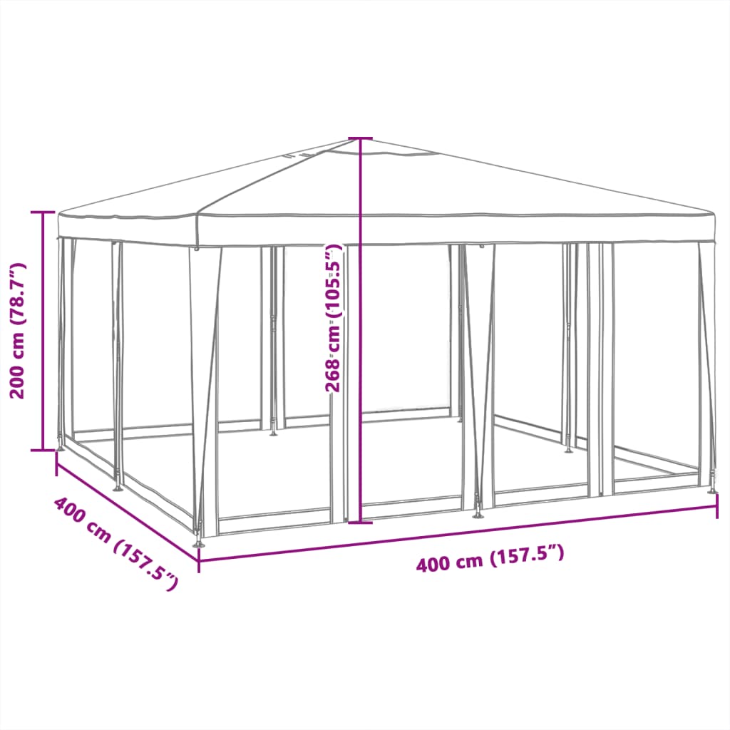 Festtelt med 8 sidevegger av netting antrasitt 4x4 m HDPE vidaXL