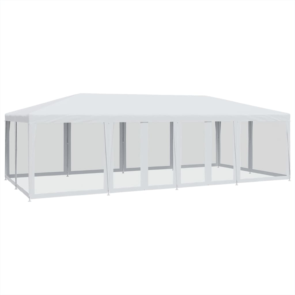 Festtelt med 12 sidevegger av netting hvit 8x4 m HDPE