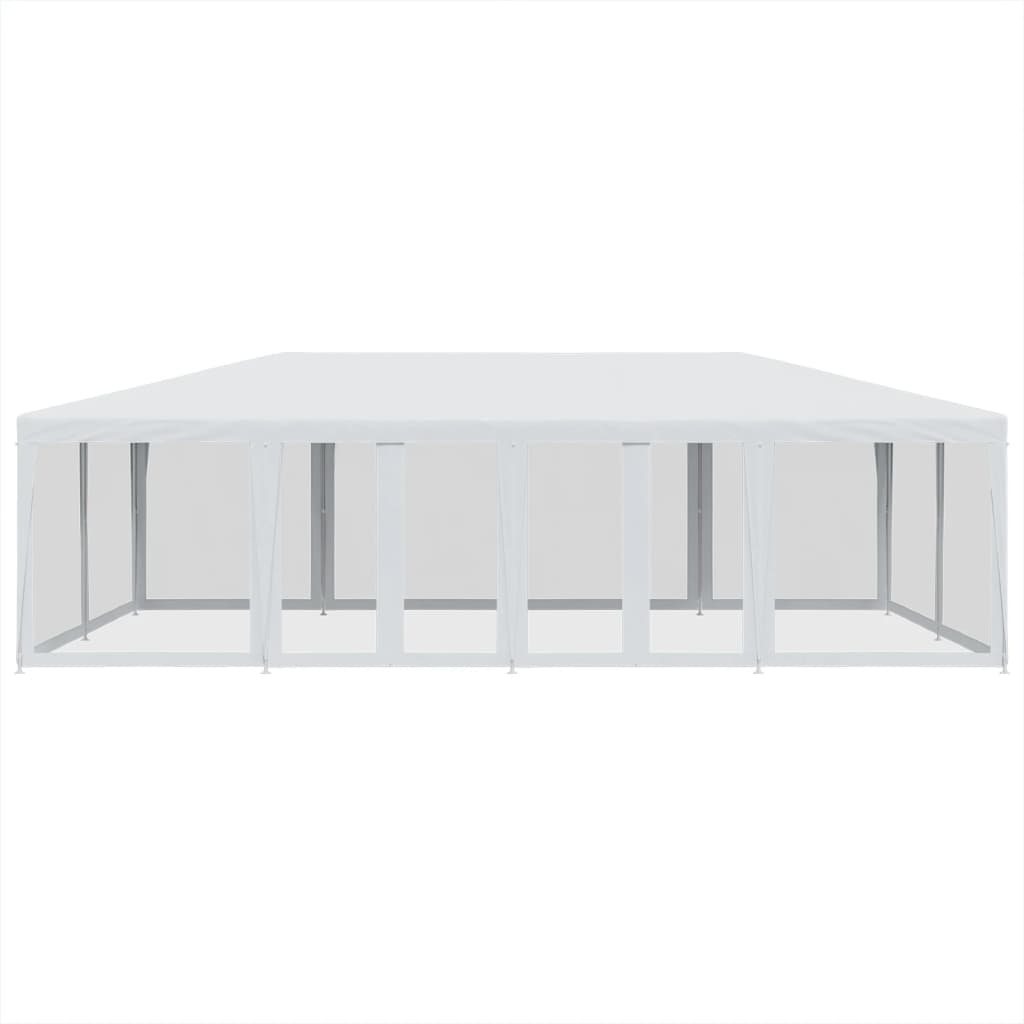 Festtelt med 12 sidevegger av netting hvit 8x4 m HDPE