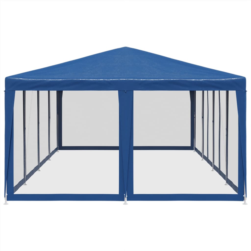 Festtelt med 12 sidevegger av netting blå 8x4 m HDPE