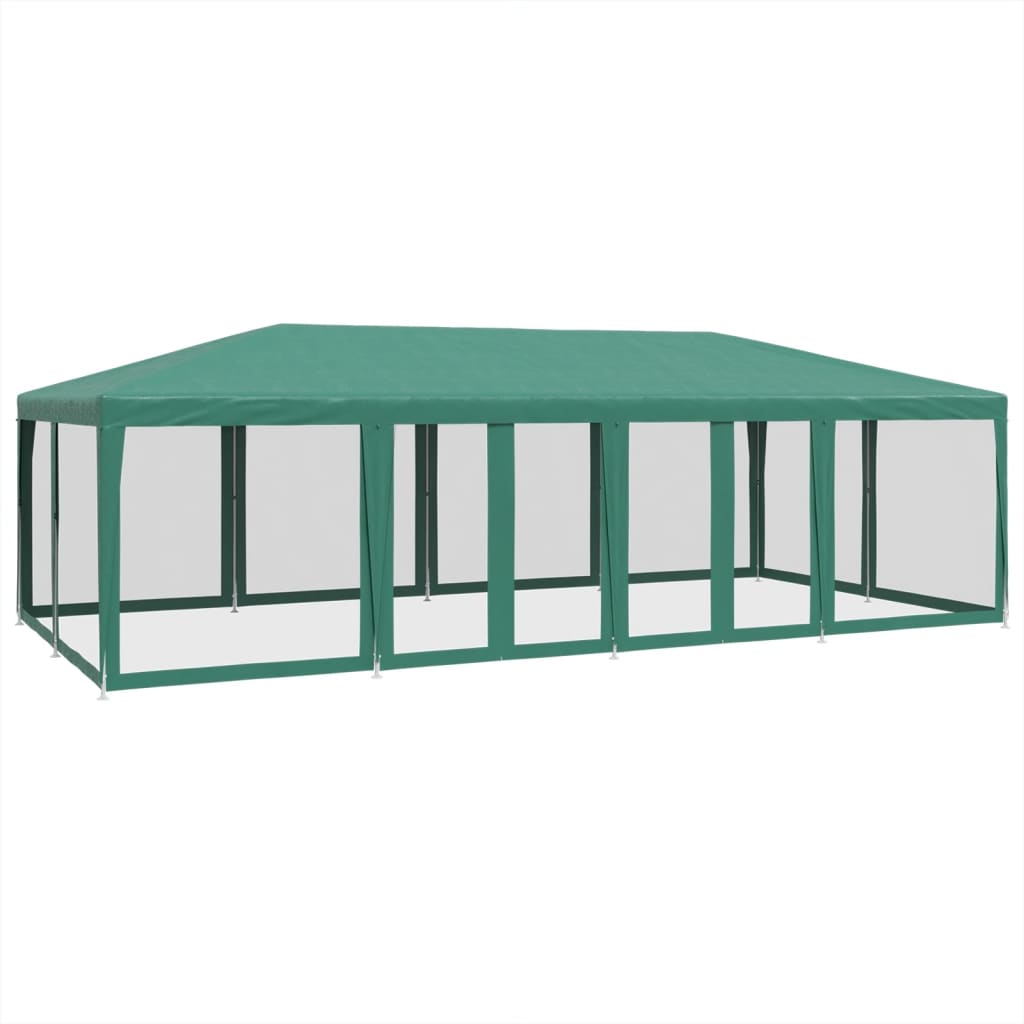 Festtelt med 12 sidevegger av netting grønn 8x4 m HDPE vidaXL