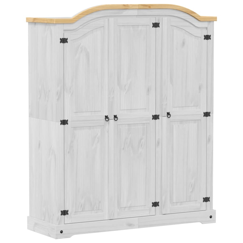 Garderobe Corona hvit 151,5x52x186 cm heltre furu vidaXL